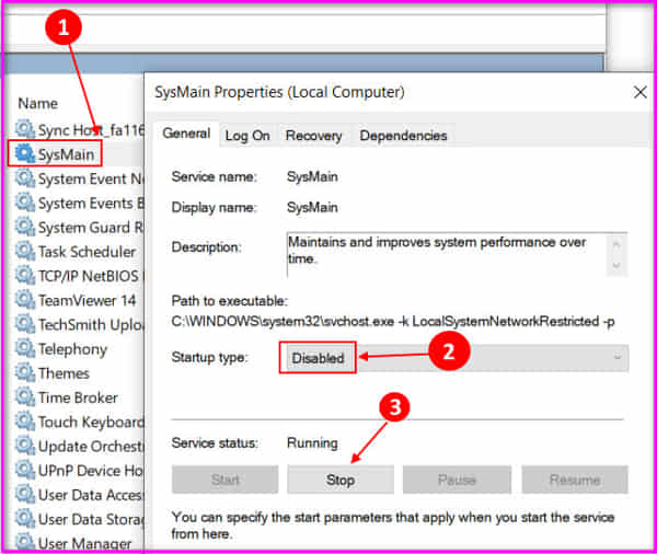 to-disable-superfetch-(Sysmain)-on-windows10